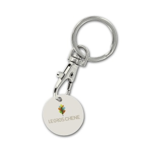 PORTE-CLE MOUSQUETON METAL AVEC JETON EN BIO-COMPOSITE BIOPLAST(r) 3