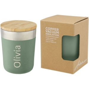 Gobelet Lagan de 330 ml en acier inoxydable avec isolation par le vide et couche de cuivre, avec couvercle en bambou 18