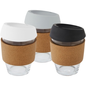 Gobelet Lidan de 360 ml en verre borosilicate avec grip en liège et couvercle en silicone 10