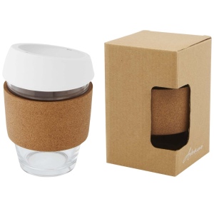 Gobelet Lidan de 360 ml en verre borosilicate avec grip en liège et couvercle en silicone 2