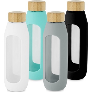 Bouteille Tidan de 600 ml en verre borosilicate avec grip en silicone 24