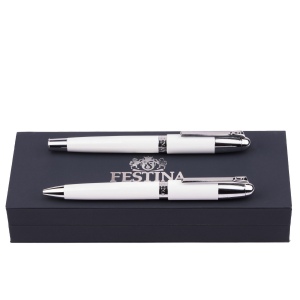 Parure Classicals Chrome White (stylo bille & stylo plume)