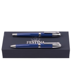 Parure Classicals Chrome Blue (stylo bille & stylo plume)