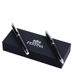 Parure Classicals Chrome Black (stylo bille & stylo roller)