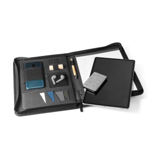 EMERGE FOLDER. Porte documents A4 en 300D polyester recyclé (100% rPET) avec fermeture éclair 8