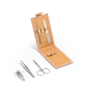 ZENA. Set de manucure en liège avec pièces en acier inoxydable 8