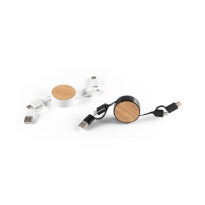 RUBINS. Câble USB rétractable 6 en 1 en ABS recyclé (100 % rABS) et bambou 7