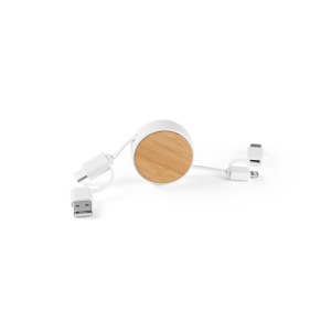 RUBINS. Câble USB rétractable 6 en 1 en ABS recyclé (100 % rABS) et bambou 3