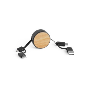 RUBINS. Câble USB rétractable 6 en 1 en ABS recyclé (100 % rABS) et bambou 2