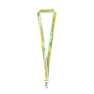 WINDSOR. Tour de cou pour sublimation en polyester recyclé (100% rPET) avec mousqueton 3
