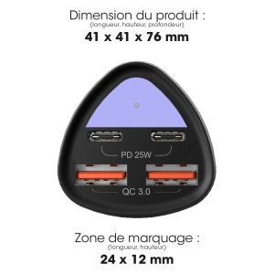 KURUMA - TURBO CHARGEUR ALLUME-CIGARE 50W 2X USB-C + 2X USB-A 3.4A 2