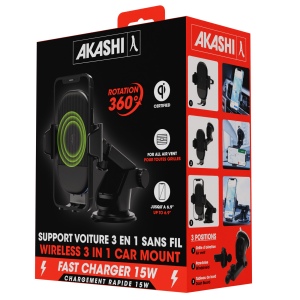YUDOSHA - SUPPORT VOITURE AVEC CHARGE RAPIDE SANS FIL 15W ET 2 SYSTÈMES DE FIXATION 4