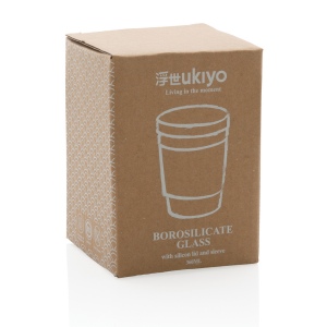 Verre 360ml avec couvercle et manchon en silicone Ukiyo 5