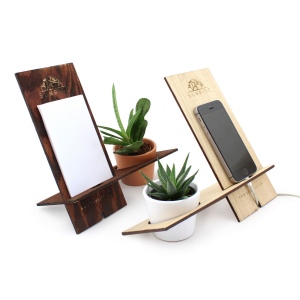 Support téléphone bois avec plante - Version PIN