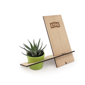 Support téléphone bois avec plante 2