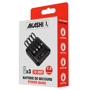 BATTERIE DE SECOURS AVEC 4 CABLES - 10 000 MAH NOIRE 4