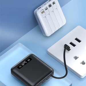BATTERIE DE SECOURS AVEC 4 CABLES - 10 000 MAH BLANC 8