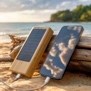  Batterie externe bambou solaire 8000mAh 3