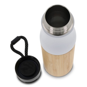 Bouteille isotherme avec dragonne et partie extérieur bambou 500ml 4