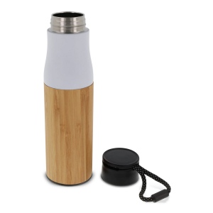 Bouteille isotherme avec dragonne et partie extérieur bambou 500ml 5