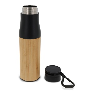 Bouteille isotherme avec dragonne et partie extérieur bambou 500ml 6