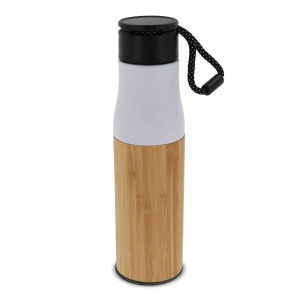 Bouteille isotherme avec dragonne et partie extérieur bambou 500ml 2