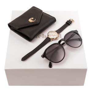 Parure Cacharel Black (portefeuille dame, montre & lunettes solaires)