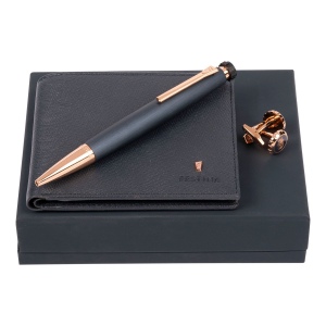 Parure (stylo bille, portefeuille & boutons de manchette)