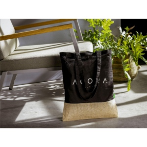 Sac shopping en coton 100% biologique (160 g/m²) combiné à de la toile de jute robuste 6