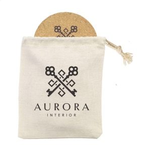 Ensemble de 4 sous-verres (Ø 10 cm) en liège fournis dans une pochette en coton pratique 3