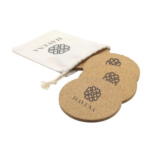 Ensemble de 4 sous-verres (Ø 10 cm) en liège fournis dans une pochette en coton pratique 2