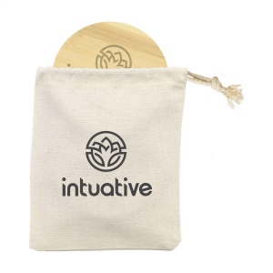 Ensemble de 4 sous-verres (Ø 10 cm) en bambou fournis dans une pochette en coton pratique 3