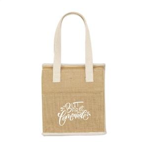 Sac shopping/isotherme solide, fabriqué à partir d'une combinaison de jute robuste et de coton avec couche intérieure isolante 4