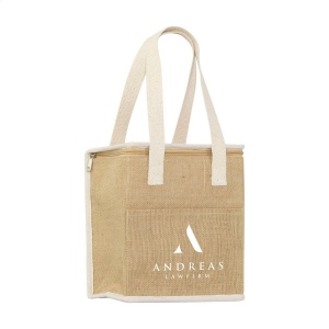 Sac shopping/isotherme solide, fabriqué à partir d'une combinaison de jute robuste et de coton avec couche intérieure isolante 2