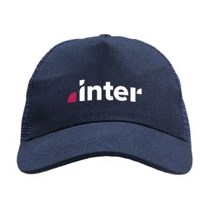 Casquette Trucker à 5 empiècements avec visière incurvée profilée en 60% coton recyclé brossé et 40% polyester recyclé 5