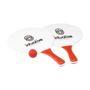 Ensemble de plage sportif : 2 raquettes en bois MDF avec poignées en plastique PP avec une petite balle en caoutchouc 11