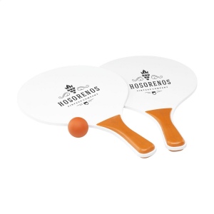 Ensemble de plage sportif : 2 raquettes en bois MDF avec poignées en plastique PP avec une petite balle en caoutchouc 13