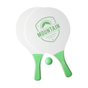 Ensemble de plage sportif : 2 raquettes en bois MDF avec poignées en plastique PP avec une petite balle en caoutchouc 5