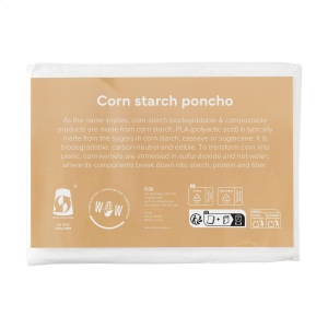 Ce poncho réutilisable est fabriqué à partir de déchets de production de maïs: 4% PLA, 60% PBAT et 36% amidon de maïs