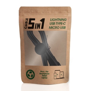 EKO - CABLE 5 EN 1 RECYCLÉ A CHARGE RAPIDE 20W POWER DELIVERY 3