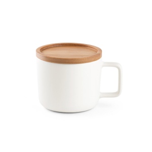 FANGIO. Tasse en céramique 220 mL avec couvercle et base en bambou 10