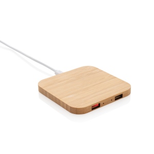 Chargeur sans fil 5W et USB en bambou 3