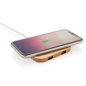 Chargeur sans fil 5W et USB en bambou 4