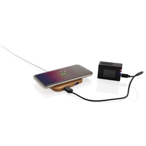 Chargeur sans fil 5W et USB en bambou 5