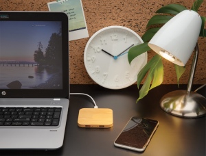 Chargeur sans fil 5W et USB en bambou 7