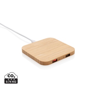 Chargeur sans fil 5W et USB en bambou 2