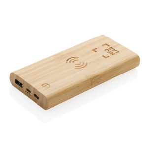 Powerbank 8000 mAh avec induction 5W en bambou 8