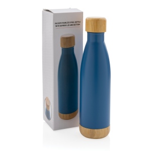 Bouteille isotherme en acier avec finition bambou 23