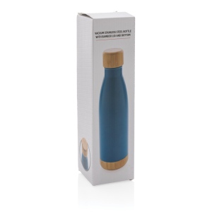 Bouteille isotherme en acier avec finition bambou 24