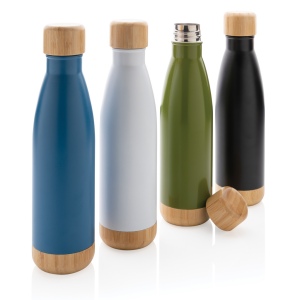 Bouteille isotherme en acier avec finition bambou 30
